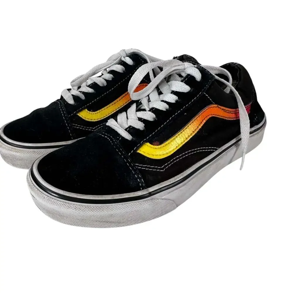 Vans Old Skool Black Sunset Stripe Sneakers Mens 5.5 Womens 7 Skate